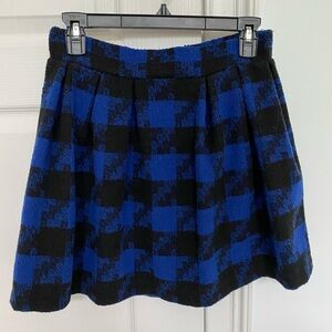 Bold blue and black Buffalo check mini skirt